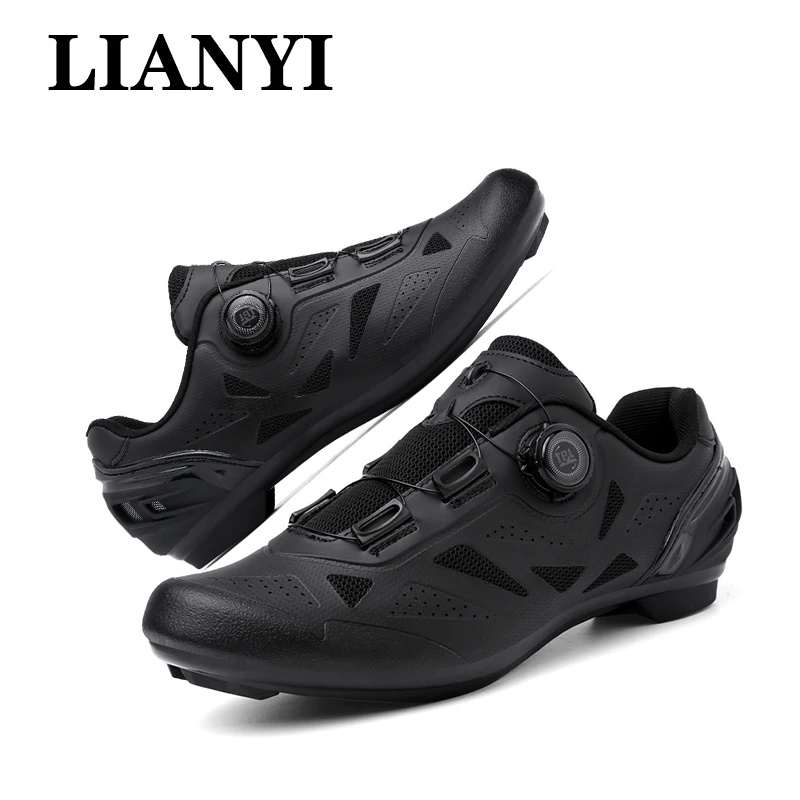 

LIANYI 47 # Профессиональная мужская обувь для шоссейного велоспорта, дышащая уличная обувь для горных видов спорта SPD с шипами для гонок, обувь с автоматической блокировкой