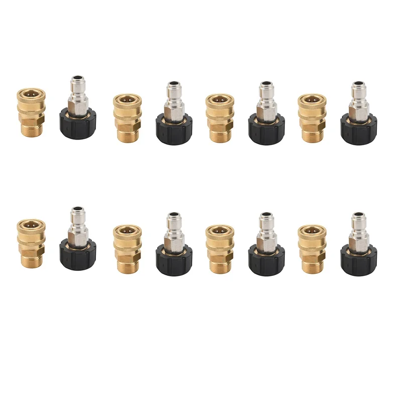 

16X Pressure Washer Adapter Set, Quick Connect Kit, Metric M22 15mm Female Swivel to M22 Male Fitting, 5000 Psi