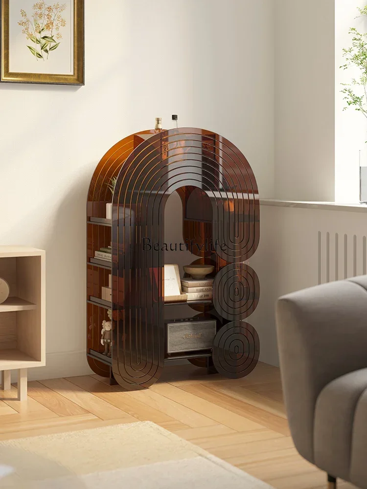 

02Italian retro style creative fireplace cabinet magazine bookshelf living room decorative side cabinet shelf