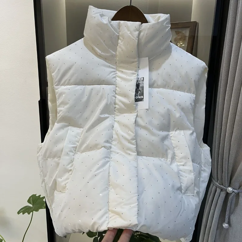 الوقوف طوق الكورية نمط أسفل القطن سترة وسترة لملابس خارجية الربيع والخريف جديد فضفاض السماء المرصعة بالنجوم صدرية قصيرة