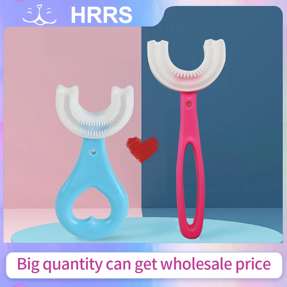 4pcs 360도 어린이 U 모양 칫솔 유아 아기 어린이 부드러운 U 자형 실리콘 무스