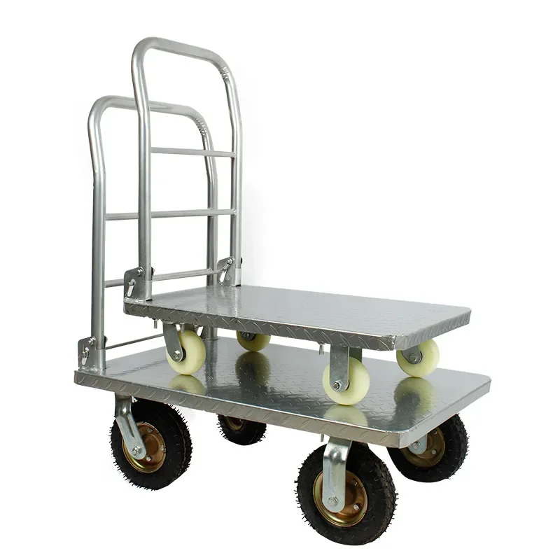 

Manufacturer Thickened Folding Cart Silent Folding Small Trailer Warehouse Supermarket Pull Cargo Flatbed Trolley