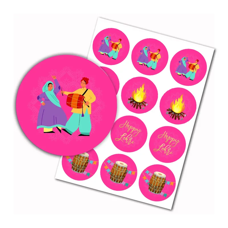 Happy Lohri Stickers Lohri Birthday Lohri Party Decor Diwali supplies