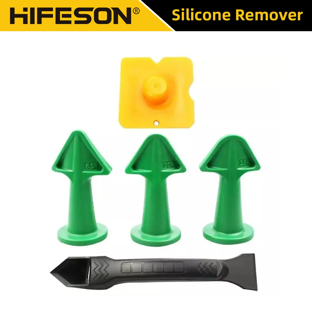 5pcs Silicone Remover Sealant Caulk Finisher Nozzle Scraper Kit Multifunctional Rubber Shovel Floor Mould Removal Spatula Tool