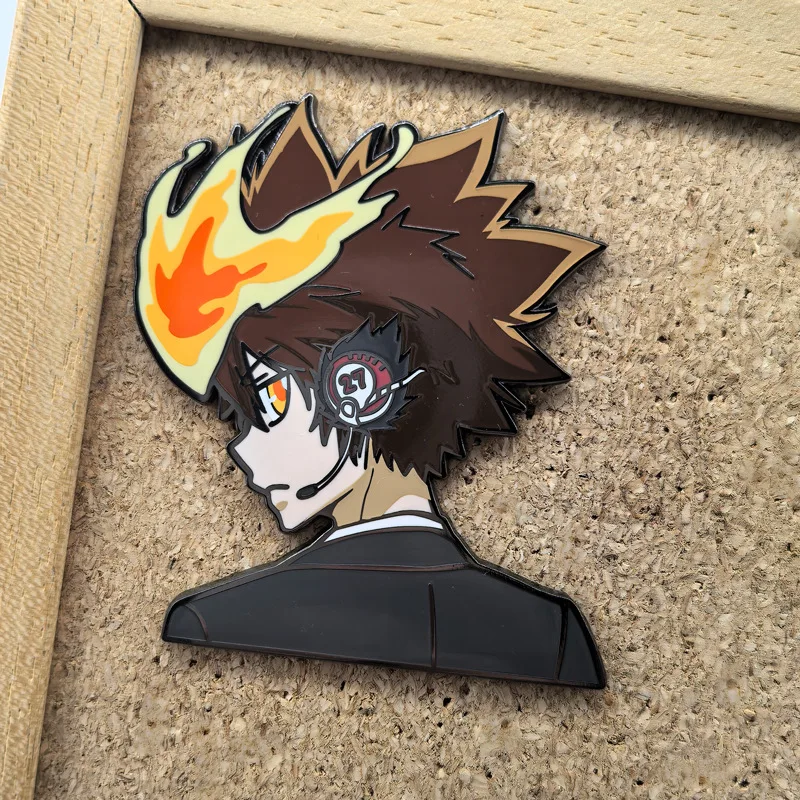 Katekyo Hitman Reborn Badges Sawada Tsunayoshi Enamel Pins Anime Pendant Manga Brooches for Backpack Clothing Lapel Cosplay Toys