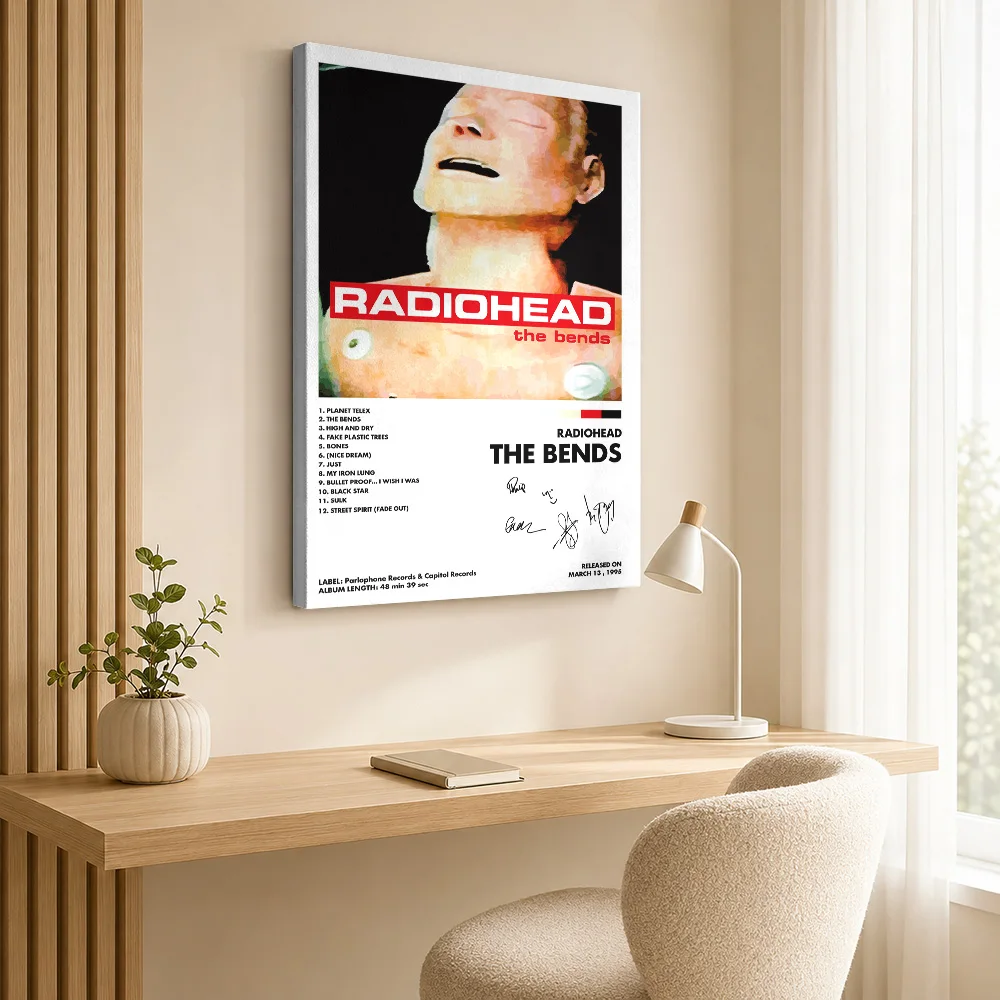 Radiohead The Bends Album Canvas Print Poster Retro Music Style Canvas Wall Art With Personalized Photo For Study Ideal Fan Gift