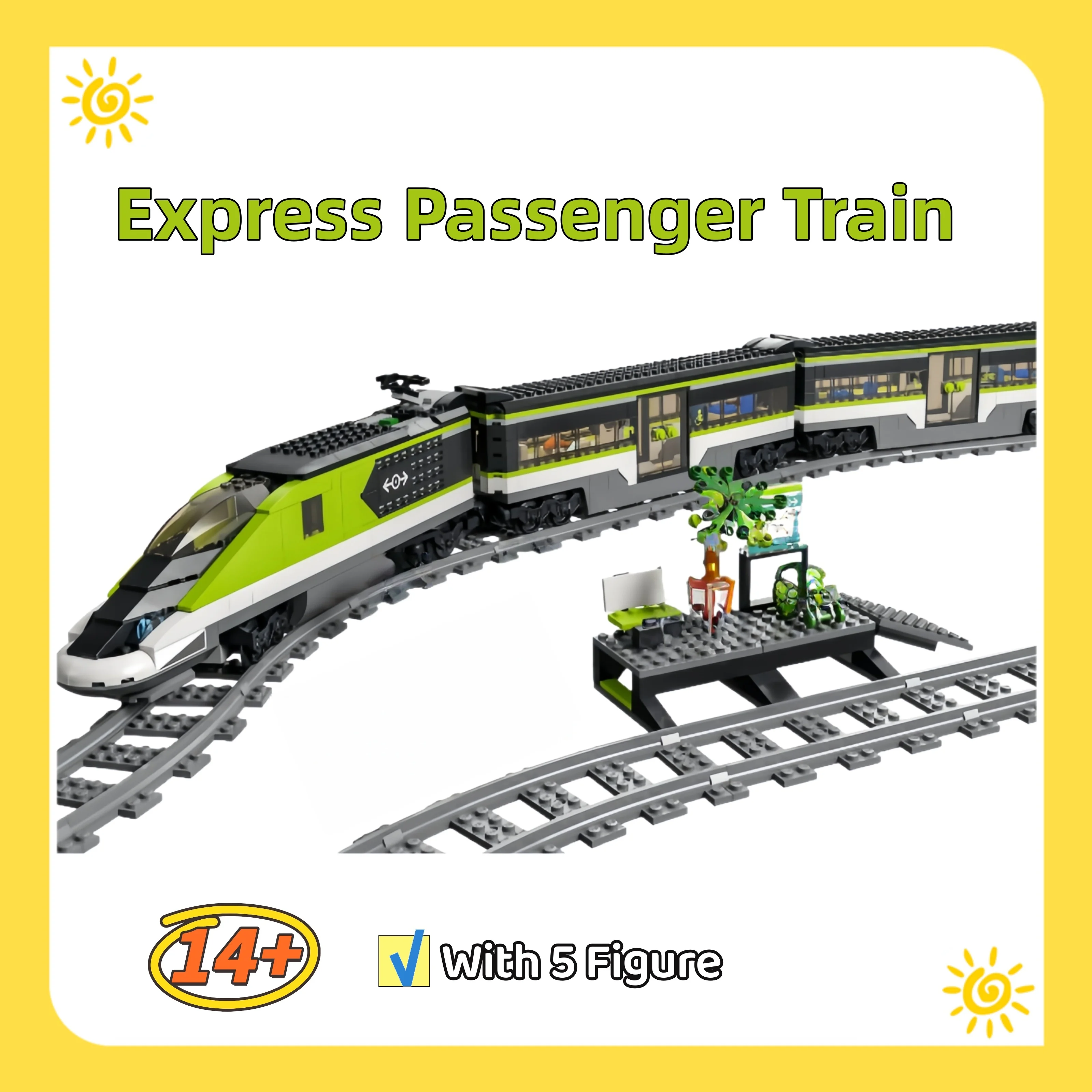 

Городской экспресс-пассажирский поезд с дистанционным управлением, совместимый с железнодорожной станцией 60337, строительные блоки, игрушечные кирпичи для взрослых и детей на день рождения