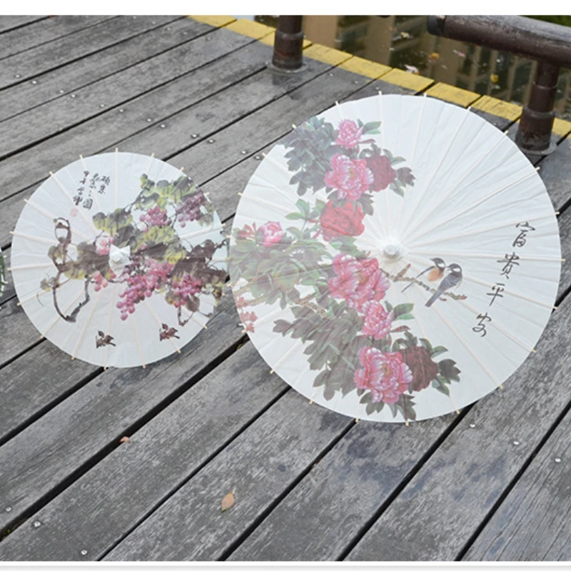 1pc 30/40/60cm Chinese style Paper Umbrella printing Peony Plum Blossom Small Paper Umbrella Kindergarten Small Decor Umbrella