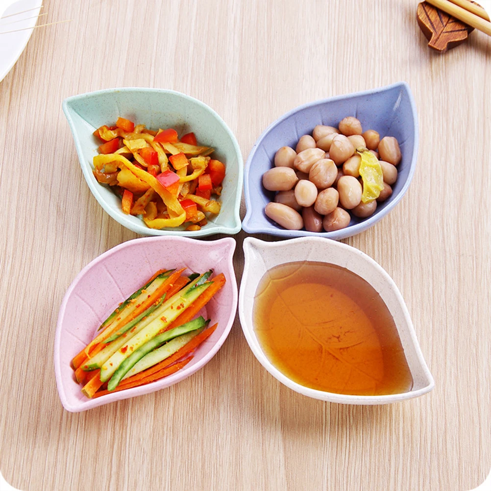 

4 Pcs Seasoning Dish Sauce Bowl Leaf Shape Dishes Dipping Bowls Mini The