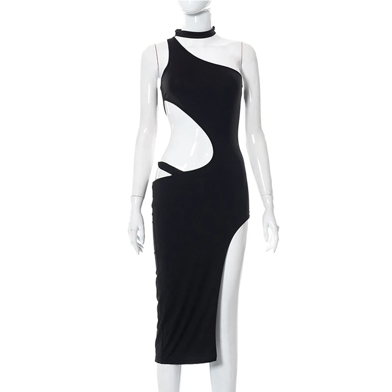 Sexy elegante lange Kleid Frauen Sommer ärmel los aus geschnitten unregelmäßige High Split Kleid Club sexy Kleider weiblich