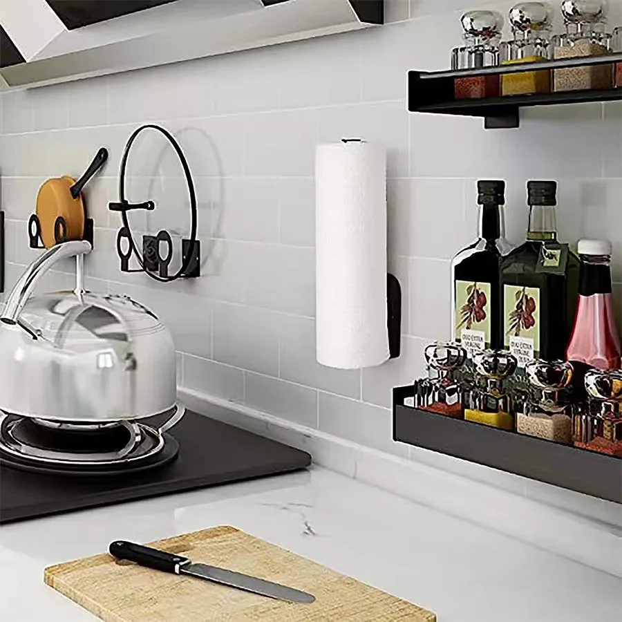 Kitchen Paper Towel Holder Adhesive Tissue Hanger Toilet Roll Paper Dispenser Cabinet Storage Napkin Rack Bathroom Accessories