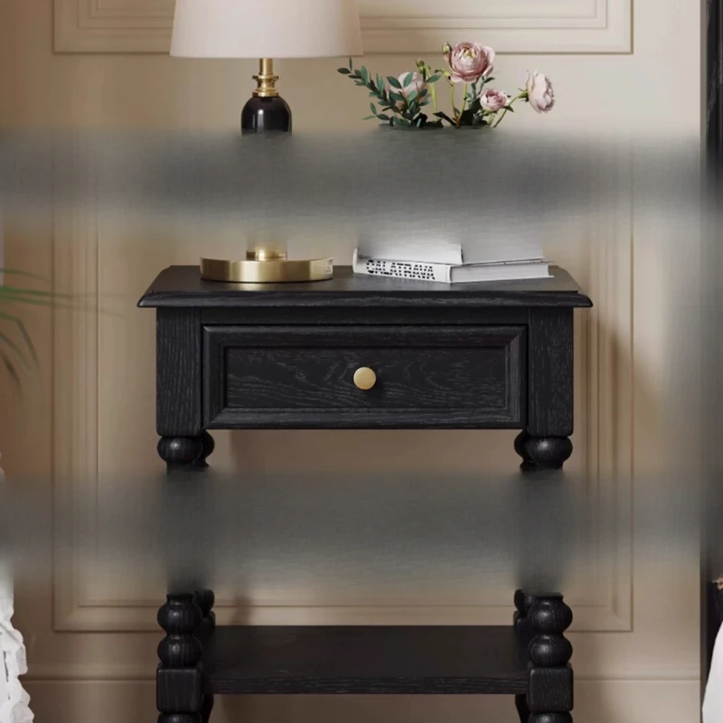 Comodino americano tutto in legno massello comodino retrò nero comodino medio antico piccolo armadietto francese