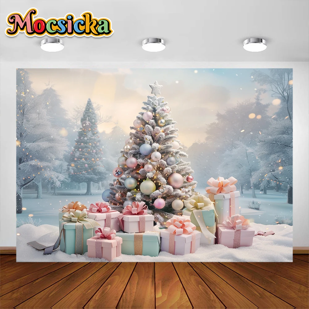 خلفيات تصوير شجرة الصنوبر للكريسماس ، خلفية صور المناظر الطبيعية الثلجية ، صورة فتاة ، صور فوتوغرافية للأطفال ، مستلزمات الاستوديو ، هدية