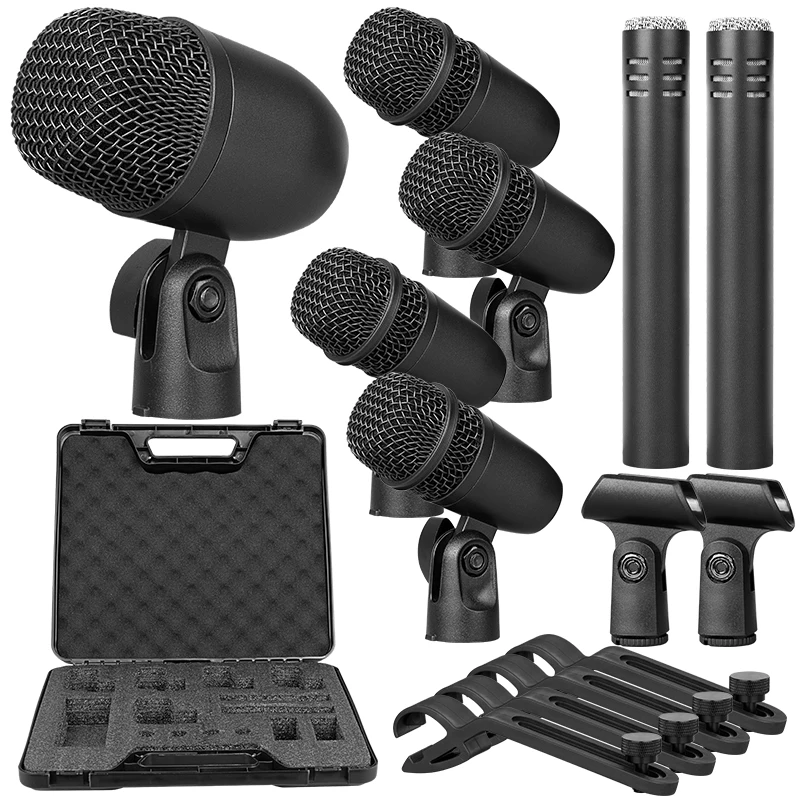 

Wired Dynamic Drum Microphone Bass/Kick Instrument Tom/Snare Cymbals Mic Set for Studio Recording and Live Performa