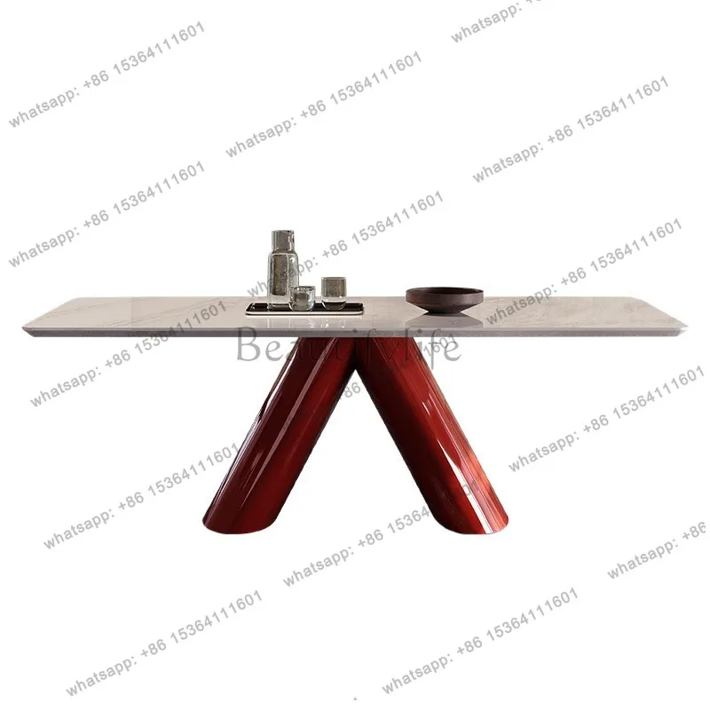 

Natural marble dining table Italian light luxury minimalist high-end luxury stone dining table