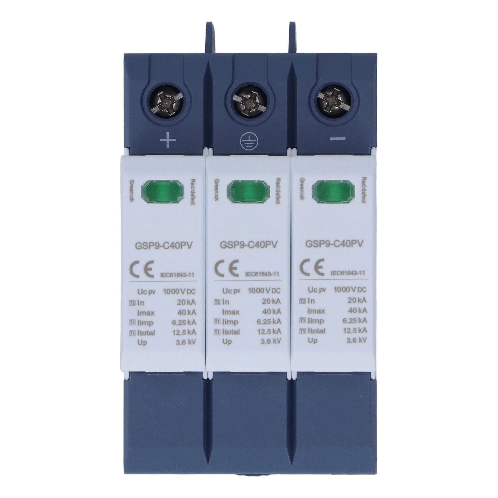 Surge Protective Device 40KA 3P SPD Photovoltaic Protector DIN Rail Installation DC 1000V DC Surge Protective Device