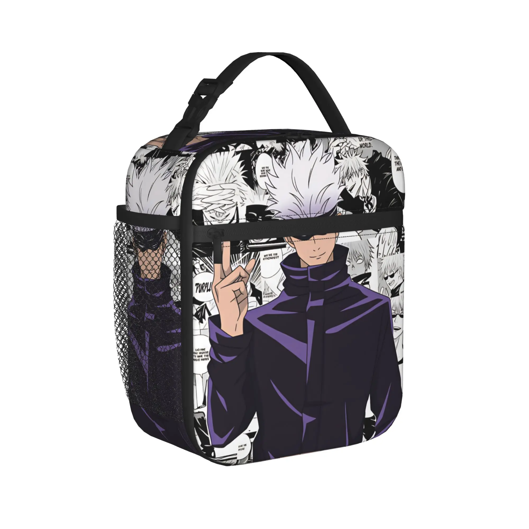 Satoru Gojo Comic Animation Lunch Bag For Adult Lunch Box Retro Travel Cooler Bag Portable Insulated Oxford Thermal Lunch Bags