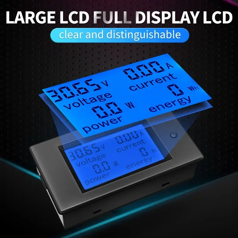 LCD Display Digital Current Voltage Power Energy Meter Multimeter Ammeter Voltmeter 100A Current Shunt DC 6.5-100V 0-100A 0-20A