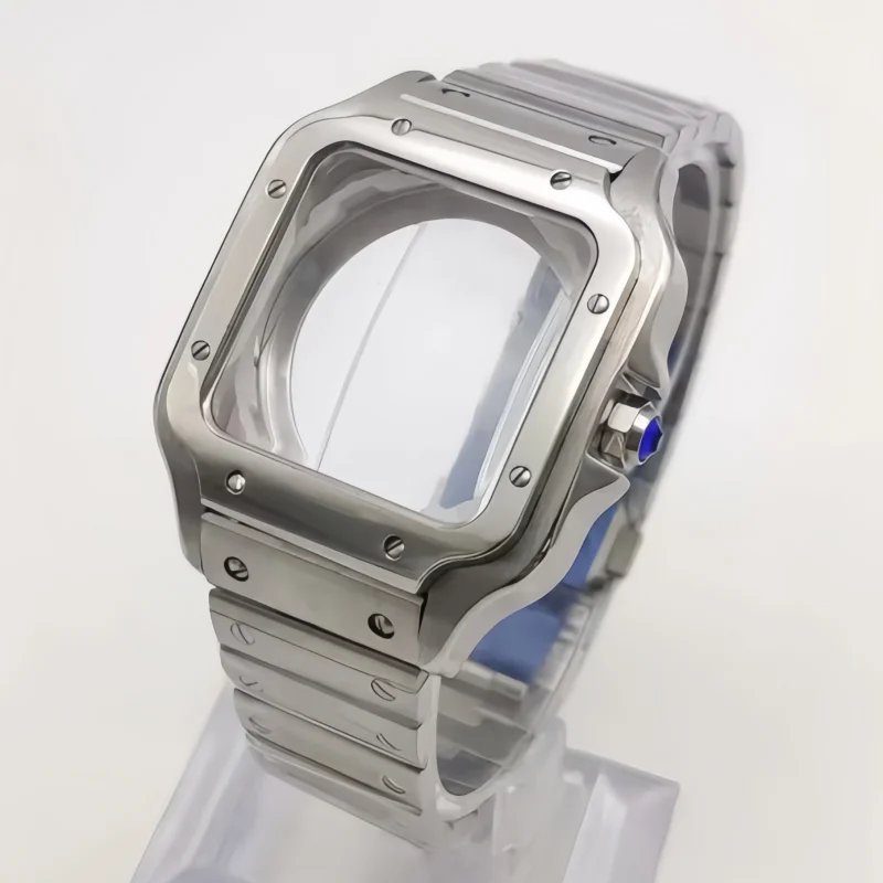 

38mm square stainless steel watch case NH35 modification parts, suitable for dial size 27mm, compatible with NH35/NH36 movements
