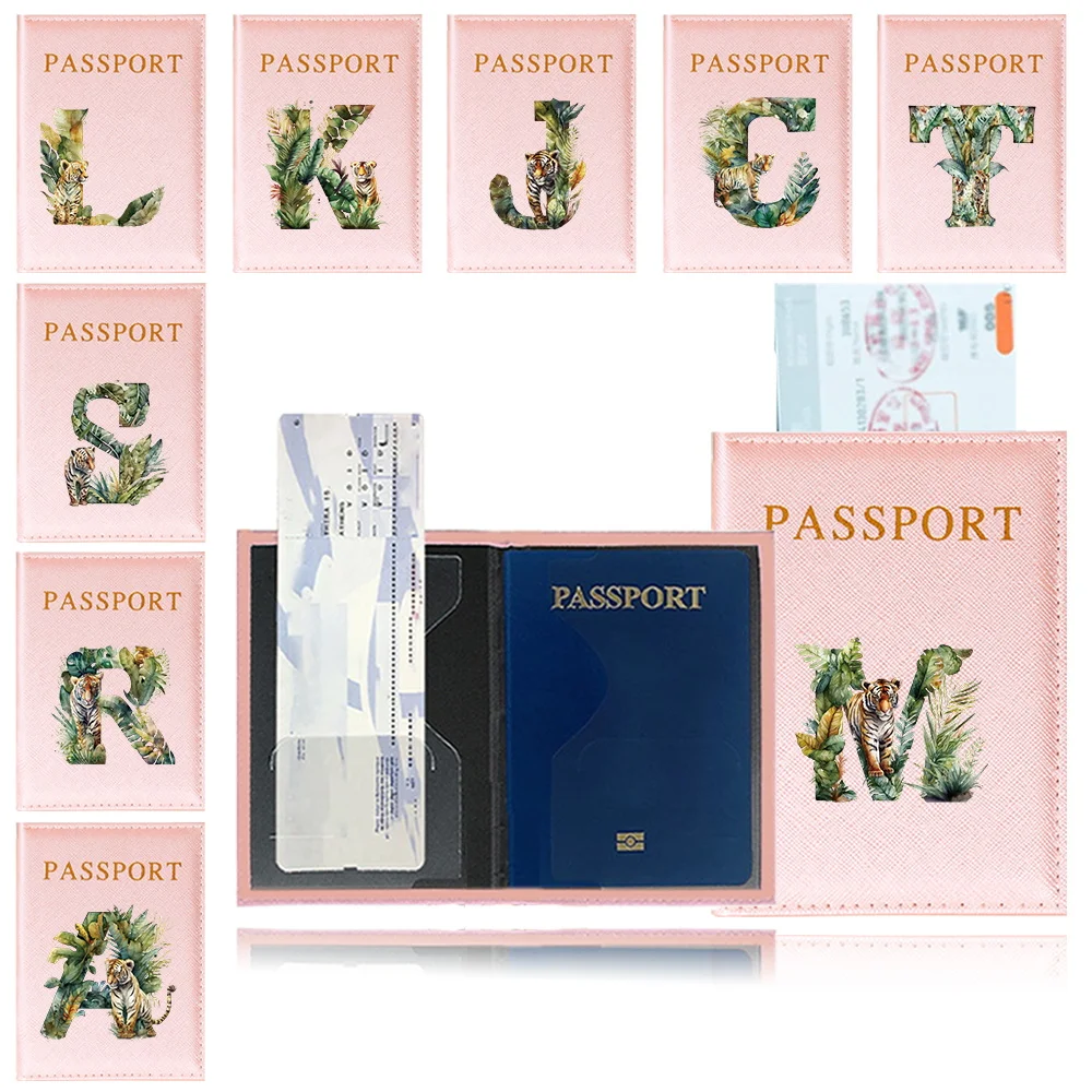 

Portable Passport Storage Bag Multi-Function ID Bank Card PU Leather Wallet Case Travel Accessories Jungle Tiger Letter Printing