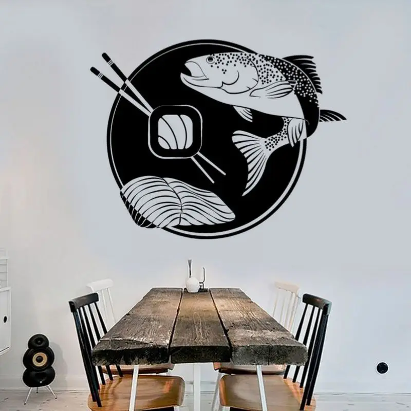 Sushi Fish Decal Food Restaurant Sticker Posters Vinyl Wall Decals Pegatina Decor Mural Sushi Sticker