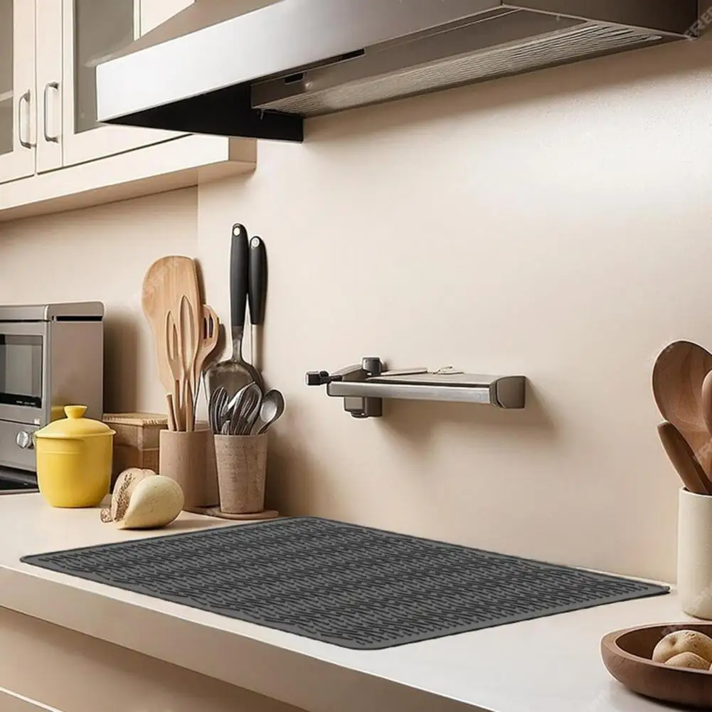 وسادة مطبخ مقاومة للحرارة غطاء زجاجي مضاد للحرق وسادة تصريف من السيليكون مقاومة للحرارة للأواني الساخنة لكونترتوب للأواني #5