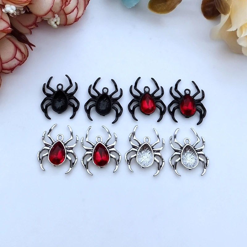 5pcs Blood Red Spider Pendant Gothic Tarantula Pendant, Wiccan, Witchy, Creepy Cute, Halloween,Handcrafted Jewelry Accessories