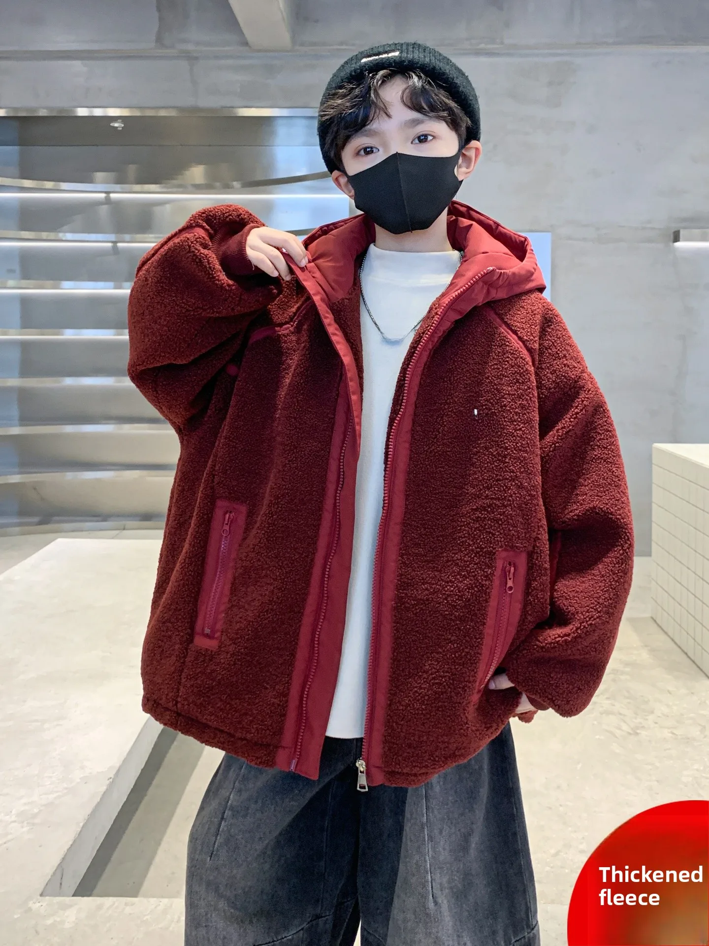 thiened-lamb-velvet-jaet-for-boys-autumn-winter-sle-red-outerwear-children's-clothing-warm-stand-fit-with-zipper