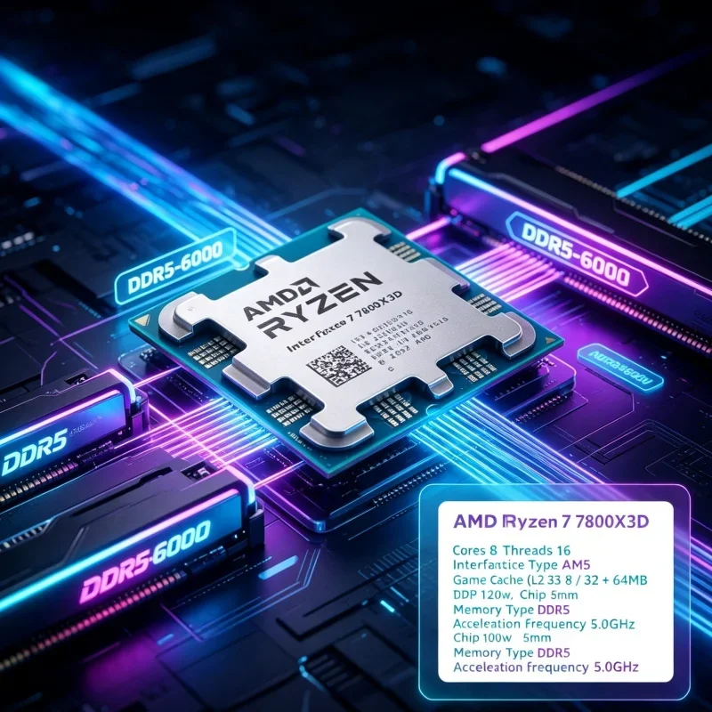 AMD Ryzen 7 7800X3D Esports CPU for Valorant GTA V 5.0GHz 8-Core 16-Thread 96MB 3D V-Cache AM5 Desktop Processor Gaming