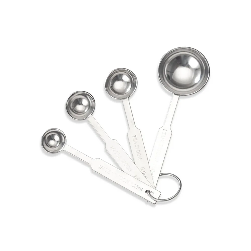 

4Pcs Stainless Steel Measuring Spoons Set Long Handle Teaspoon Measuring Cups Set Ergonomic Grip Stackable Spoon