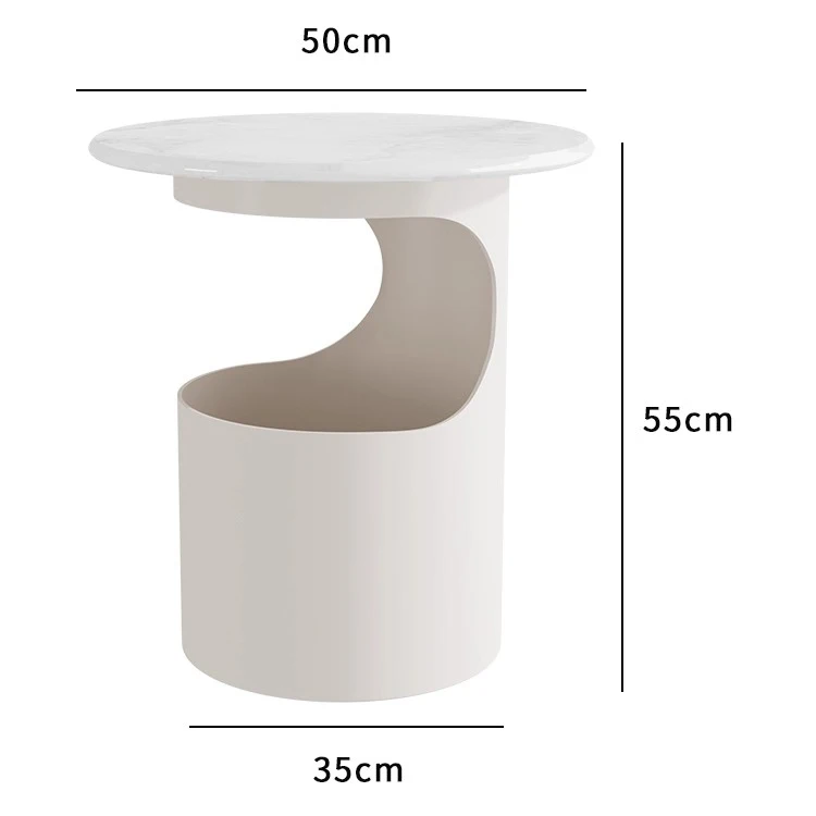 طاولة قهوة مستديرة على الطراز الحديث لغرفة المعيشة بحافة أريكة وطاولة قهوة من الرخام #1