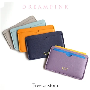 Custom Logo Small Card Holder Personalized Initials Slim Credit Card Wallet Wholesale Wedding Party DIY Gift Cardholder