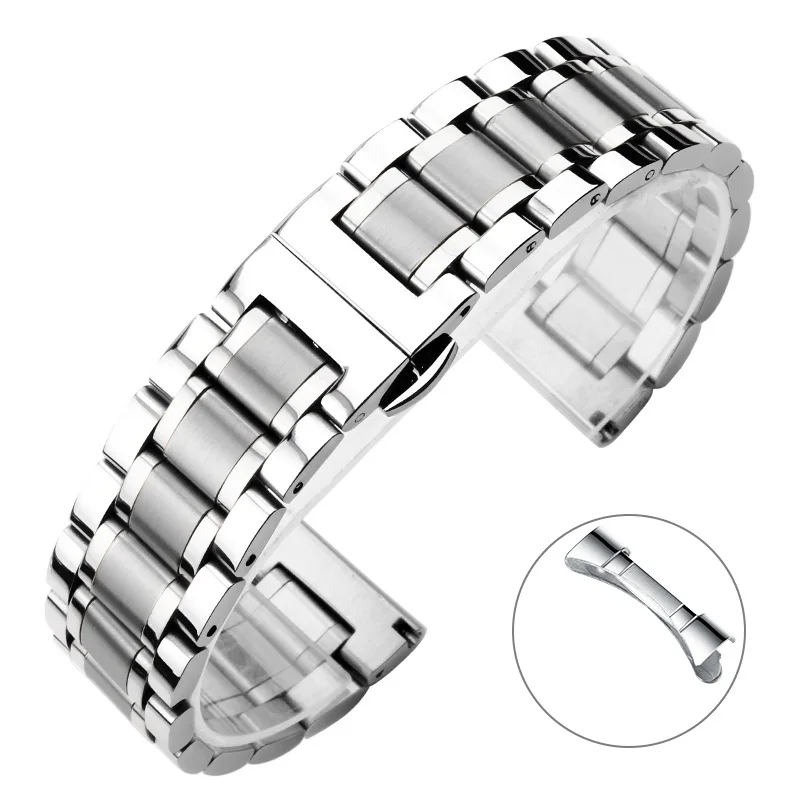 Correa de reloj de acero inoxidable de 20/21/22mm, hebilla de mariposa, correas de reloj de Metal universales para hombres y mujeres, accesorios de reloj