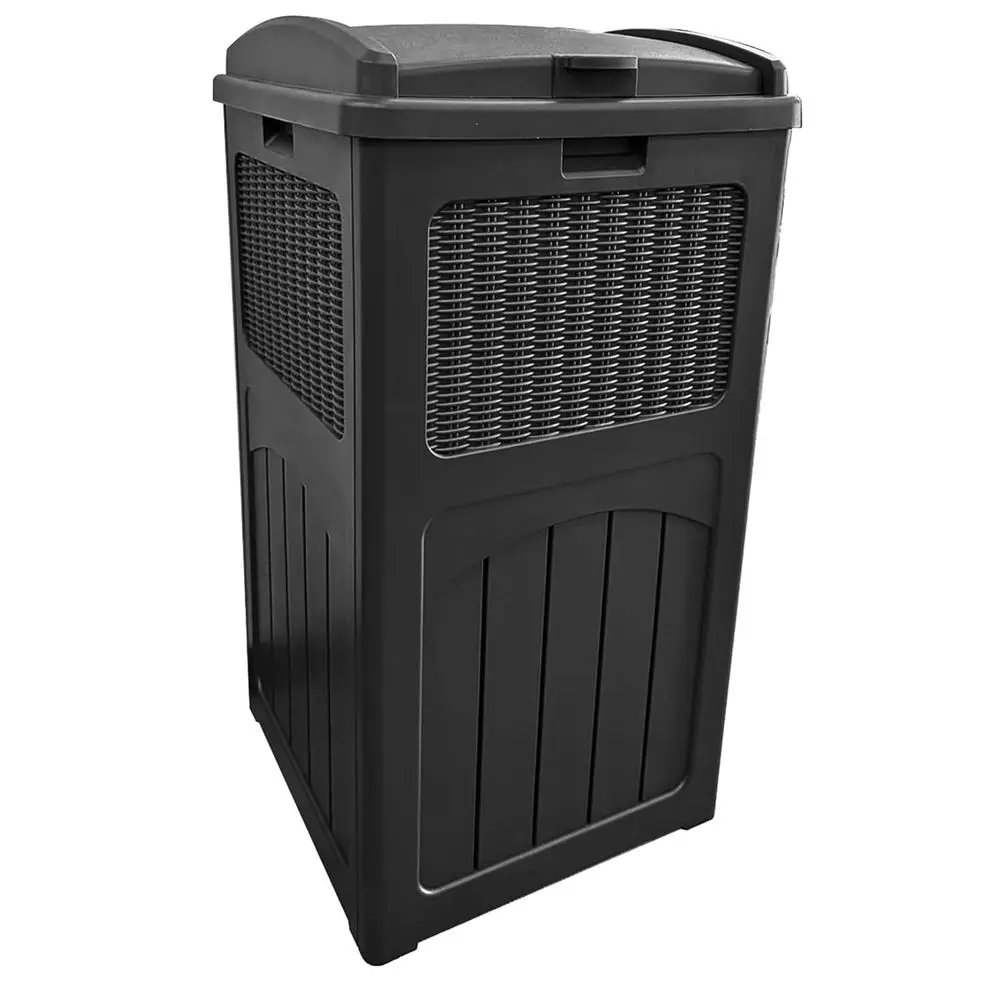 

Gallon Outdoor Trash Can, Hideaway Garbage Bins with Tiered Lid, Waterproo Resin Outside Waste Bins or Patio, Outside Pool, Back