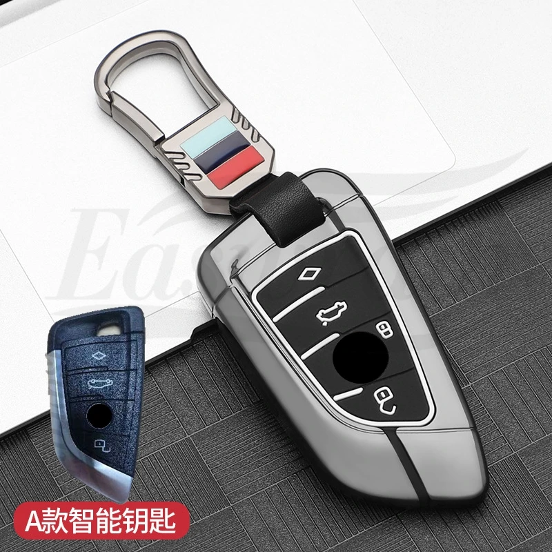 Car Zinc Alloy&Silicone Key Case Cover Holder Chain For BMW I4 i4 2022 2023 2 4 Series Interior Accessories Car-Styling