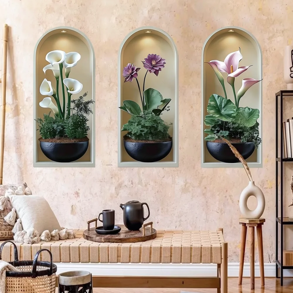 Modern Botanical Wall Decals Waterproof PVC Adhesive Stickers Removable Art For Home Living Room Bedroom Decor