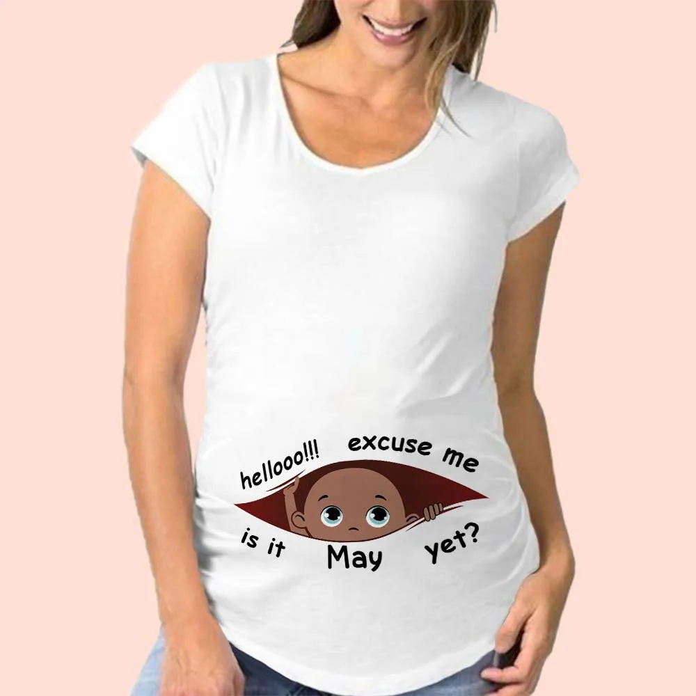 

See You Soon! Cute Baby Maternity Clothes for Summer Womens Pregnancy Clothing White Short Sleeve T-Shirt 12 Months Pregnant