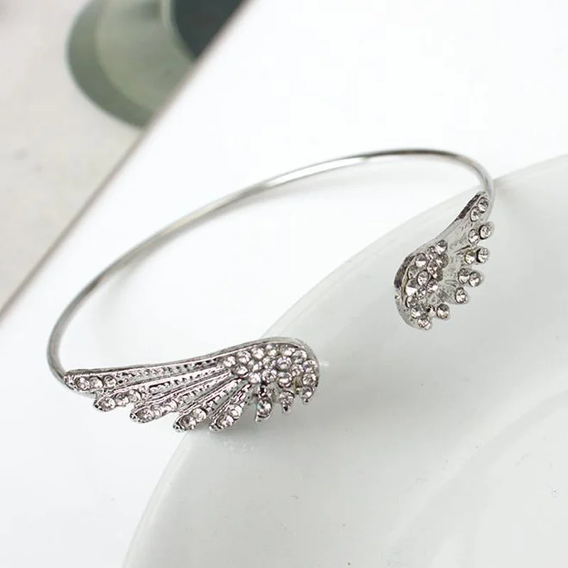 Angel Wings Silver Color Open Bracelet for Women Trendy Accessories Personalization Simple Adjustable Bracelet Party Jewerly