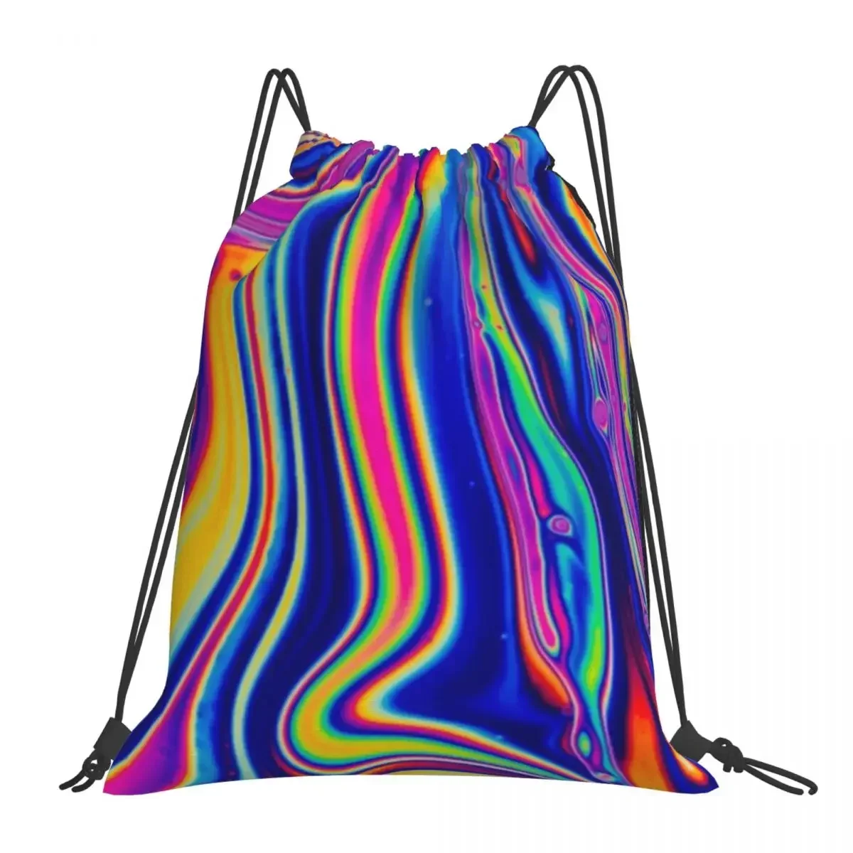 Psychedelic Pattern Backpacks Casual Portable Drawstring Bags Drawstring Bundle Pocket Shoes Bag Book Bags For Travel Students