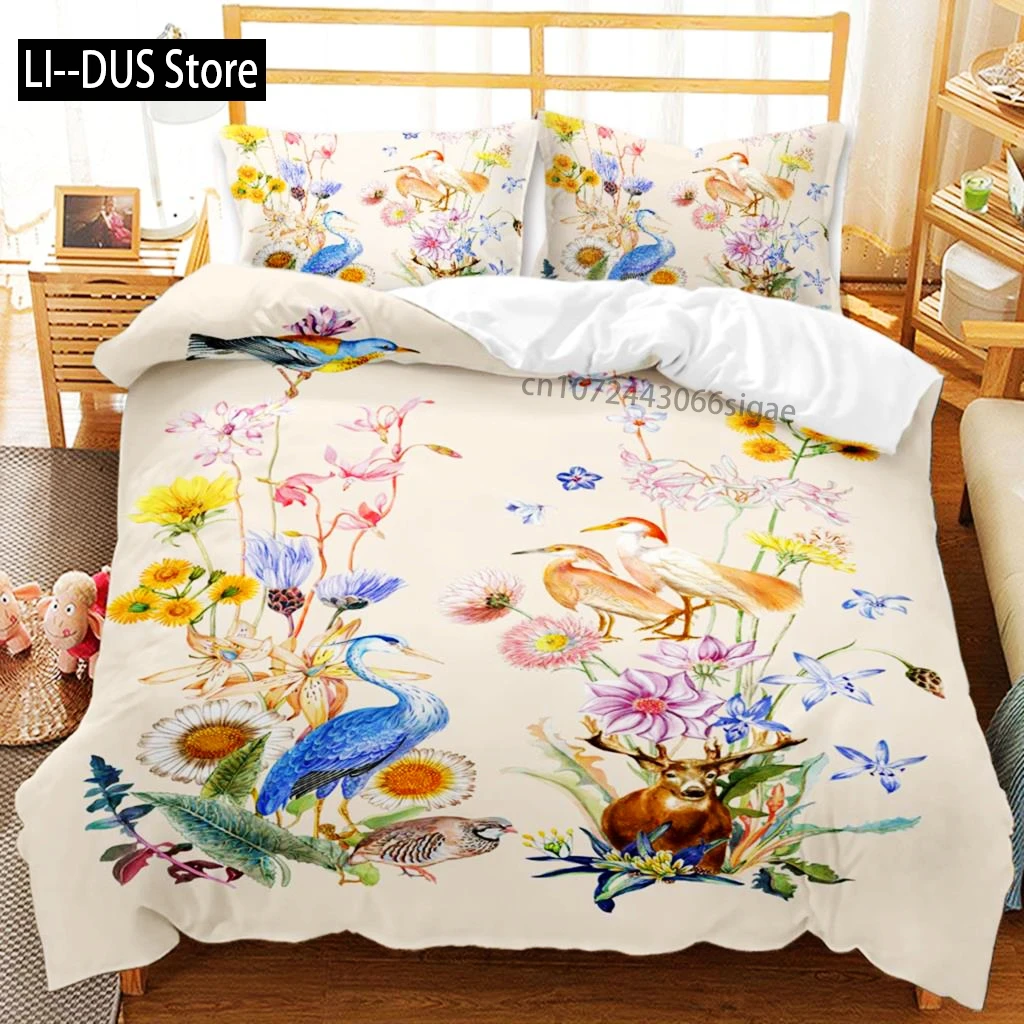 

Flower Duvet Cover Set Microfiber Blooming Flowers Gift Flower Theme Bedding Set For Adults Double Queen King Size Quilt Cover