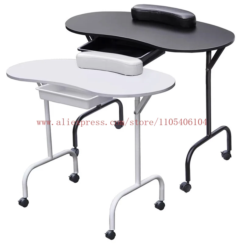 Folding Nail Manicure Portable Table with Wheeled Foldable Office, Beauty Technician Desk Cargo Bag Nail Table Furniture