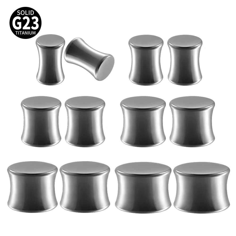 1 para solidnych zatyczka do uszu tytanowych G23 srebrnych kolorowych słuchawek Piercing biżuteria 6-16mm