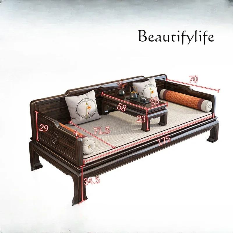 Ugyen Wood Chinese Style Solid Wood Arhat Sofa Bed Living Room Small Apartment Three-Piece Set Antique Arhat Collapse