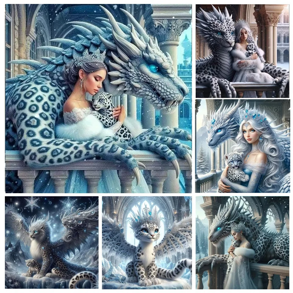 

Leopard Dragon Cub Snow Woman 5D Diy Diamond Painting New 2025 Picture Of Rhinestone Full Diamonds Cross Stitch Animals Portrait