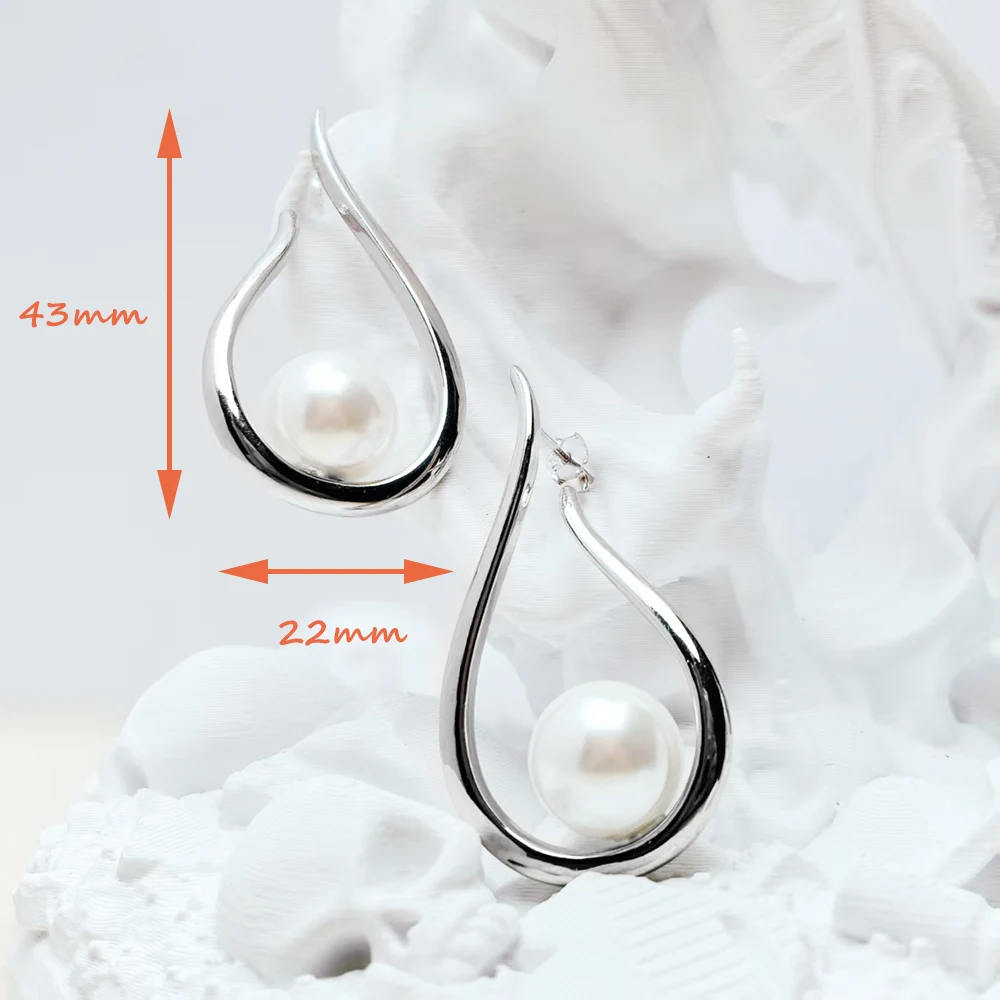 Dangle Earrings Tear Drop Pearl Fine Jewelry For Women Summer Brand New Real Sterling Silver 925 Romantic Gift