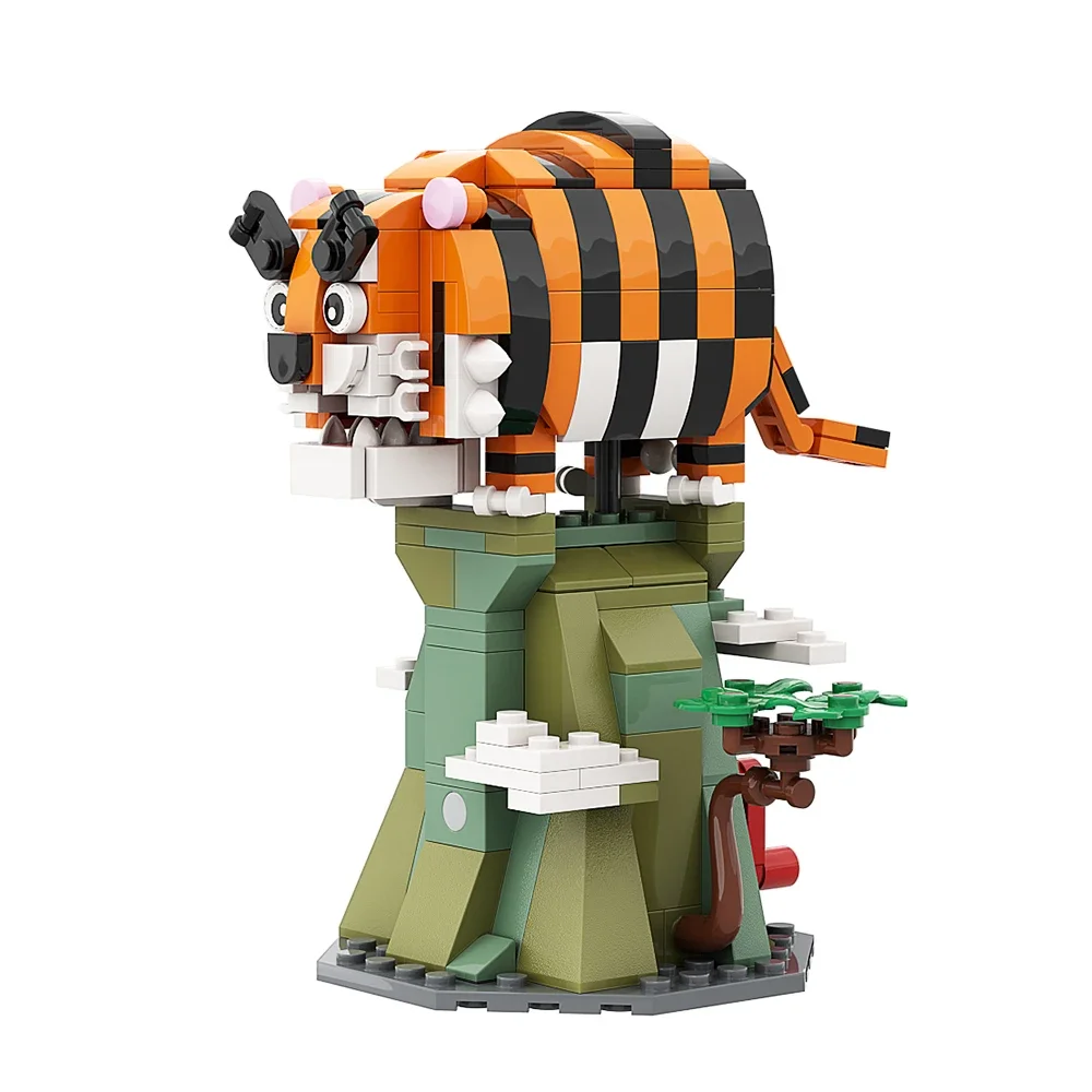 Gobricks MOC ความคิดสร้างสรรค์ไอเดีย Tiger Roar Building Block ชุดสัตว์ Overlord Tiger รุ่นการศึกษาอิฐของเล่นสําหรับของขวัญเด็ก