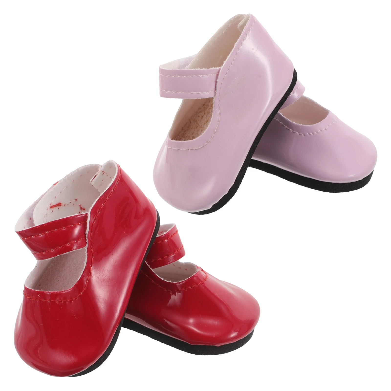 

2 Pairs Shoes for Crafts Outfit 's Flat Toy Pu Replacement Baby Fake Toys Accessories