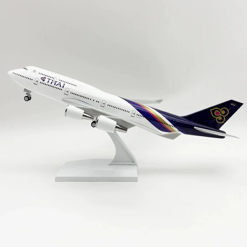 نموذج طائرة الخطوط الجوية التايلاندية الخطوط الجوية 747 B747 لعبة طائرة 30 سنتيمتر الخطوط الجوية الراتنج مع حامل دييكاست نموذج أجزاء الطائرة العرض