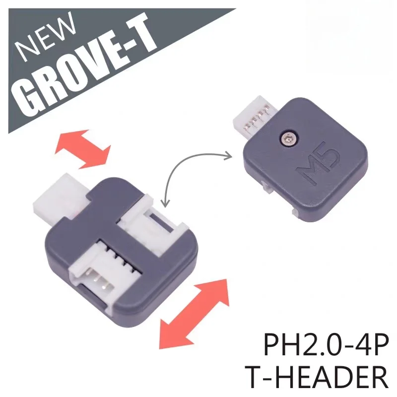 Official M5Stack Grove-T Type GROVE Expansion Connector PH2.0-4Pin 3 Ports, 5 Pieces per Pack