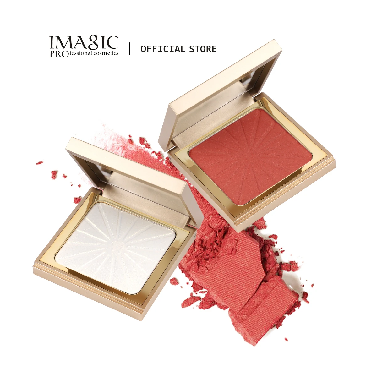 IMAGIC 8-Color Face Blush & Highlighter Palette Natural Cheek Pigment Rouge Highlighter Brighten Long-Lasting Makeup Cosmetics